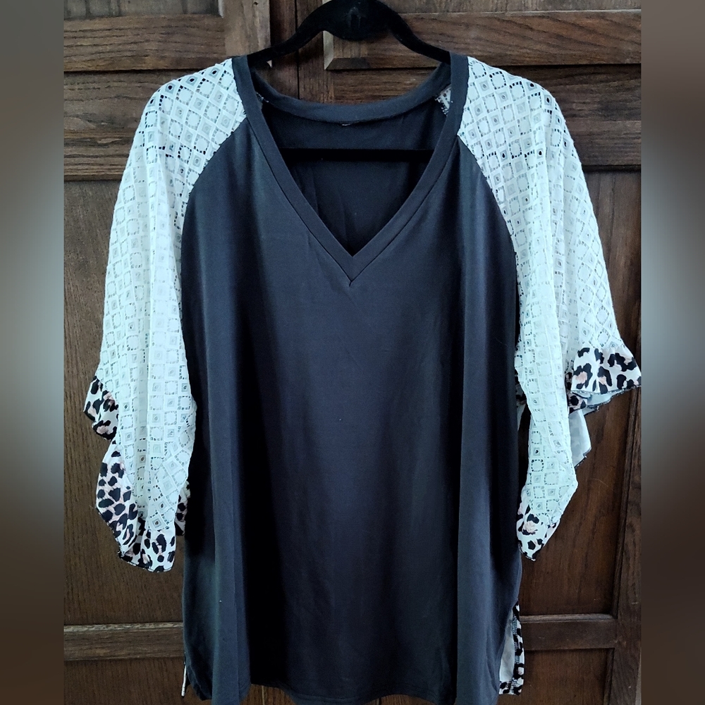 SheIn 0x Leopard Print Dolman Top